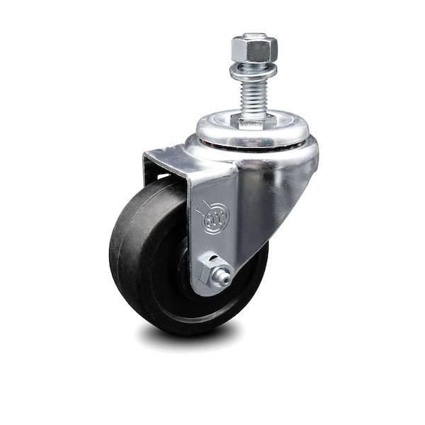 3 Inch Soft Rubber Wheel Swivel 12mm Threaded Stem Caster